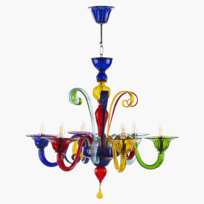 Lampadario in vetro di Murano multicolor