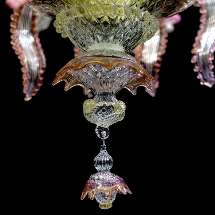 Basilio, lampadario classico rezzonico in vetro di Murano