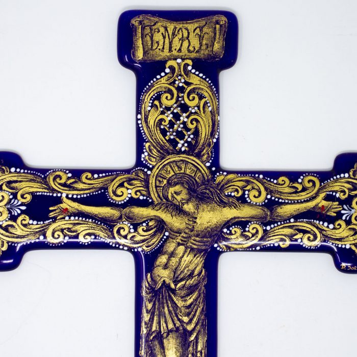 Crocifisso in vetro di Murano e oro 24kt