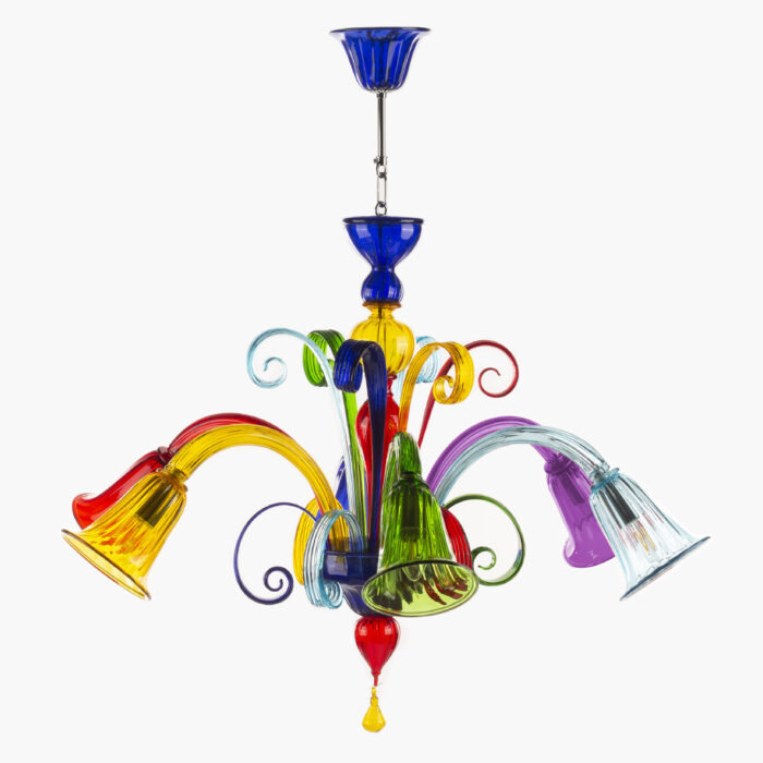 Lampadario in vetro di Murano multicolor